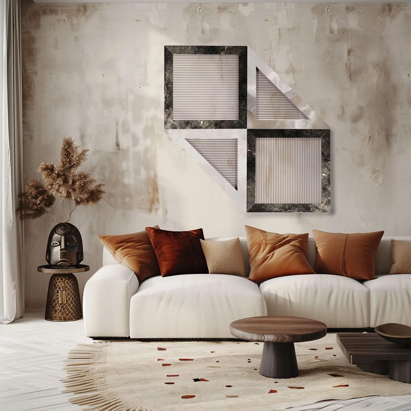 ORU Collection Luxury Grigio Carnico Marble Square Wall Decor