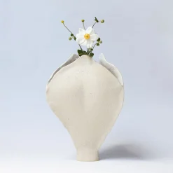 Ossa Iris White Glazed Stoneware Vase
