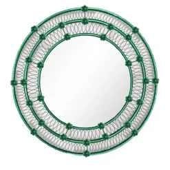 Ostregher Round Floral Green Murano Glass Mirror