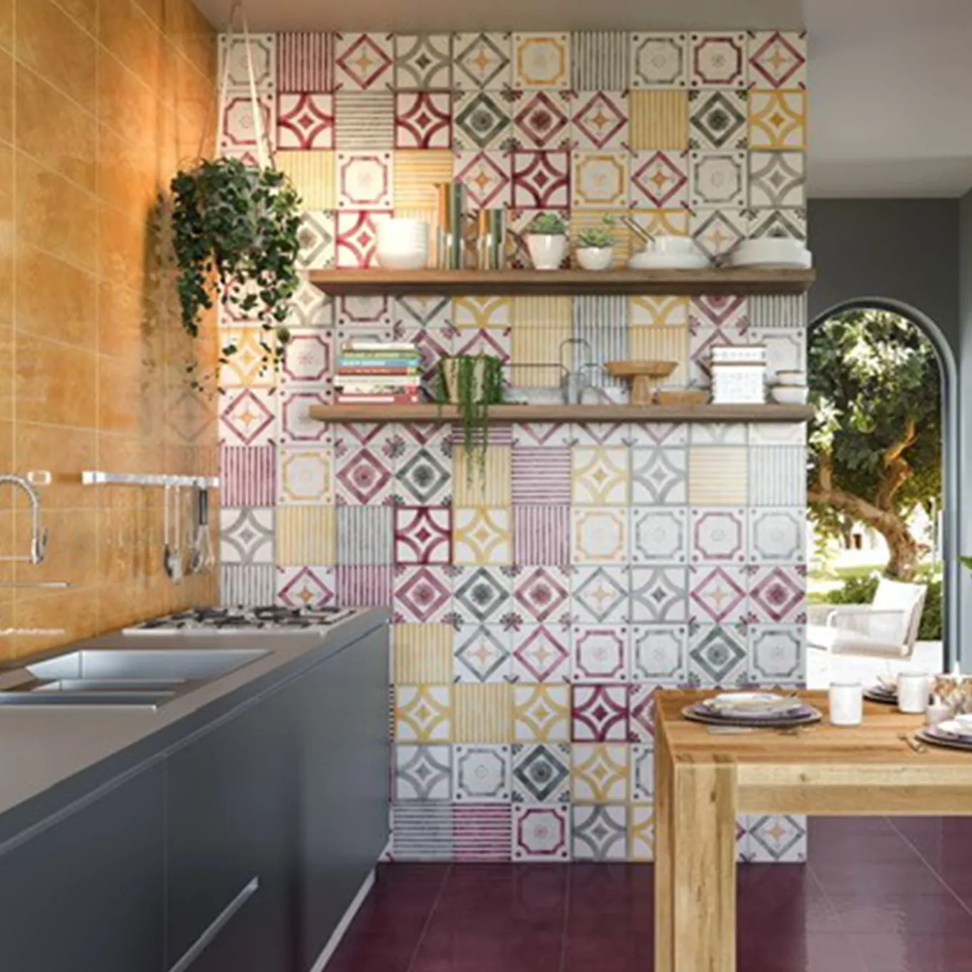 Ot Puntaldia Plum Set of 24 Square Tiles