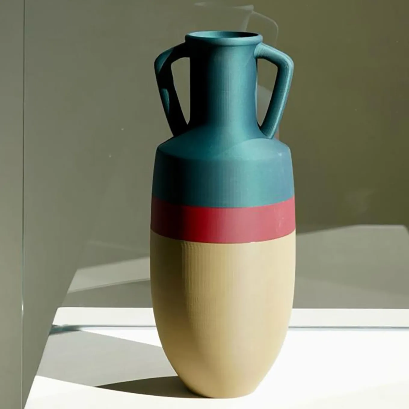 Ottaviano XL Bronze Burgundy And Blue Amphora