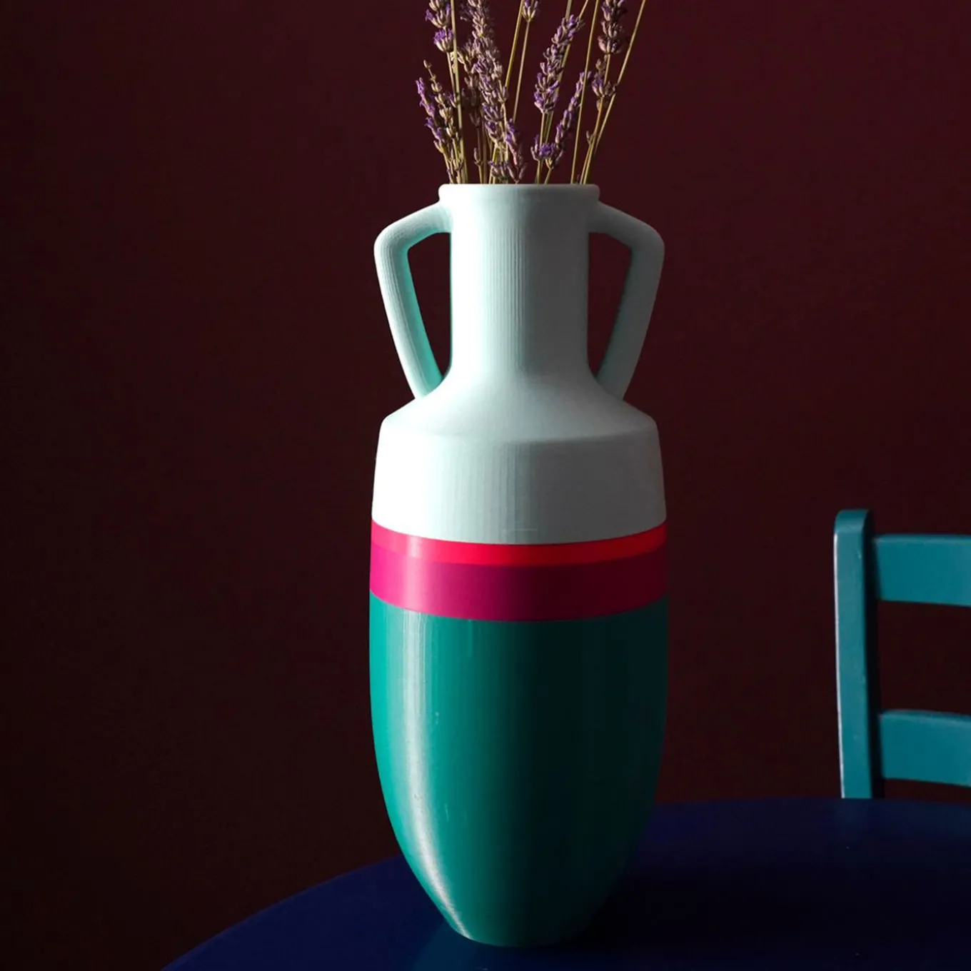 Ottaviano XL Green Fucsia Orange And Light Blue Amphora