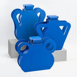 OTTO Majorelle Blue Limited Edition Leather Wave handles Vase with Lid