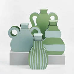 Otto Striped Sky Blue/Eucalyptus Vase by Gianpaolo Venier