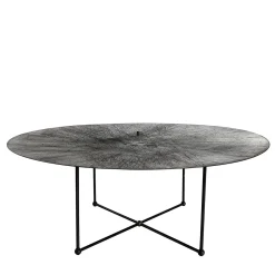Otto/Quarti Round Gray Steel Coffee Table with LED Light