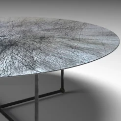 Otto/Quarti Round Gray Steel Coffee Table with LED Light