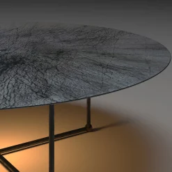 Otto/Quarti Round Gray Steel Coffee Table with LED Light