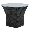 Outdoor Black Side Table With Stone Top