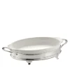 Oval Baking Dish with Two-Handle Silver Holder