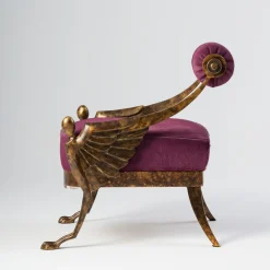 Over purple leather armchair