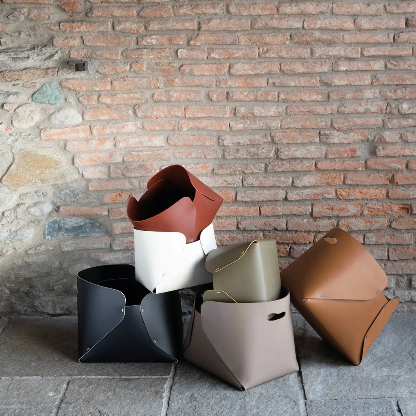 Overlaps Regular Olive-Green Leather Box