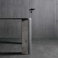 Overlay Rectangular Black Marble Dining Table