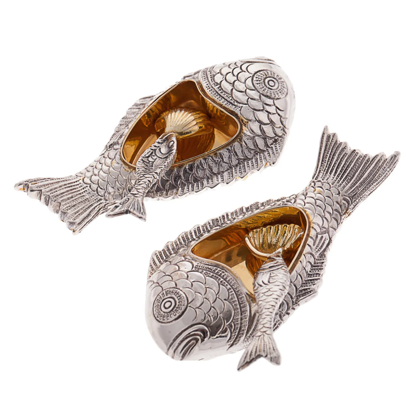 Pair of Pesciolini Tiffany Silver Salt Cellars