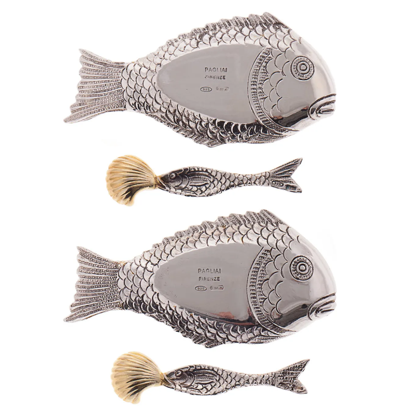 Pair of Pesciolini Tiffany Silver Salt Cellars