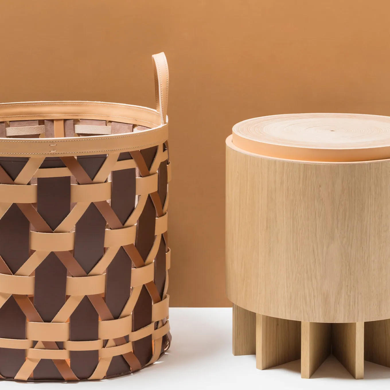 Palù Tall Large Brown Storage Basket by Federica Biasi