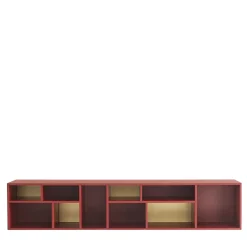 Pangea Large Marsala-Red & Brass Wall Unit