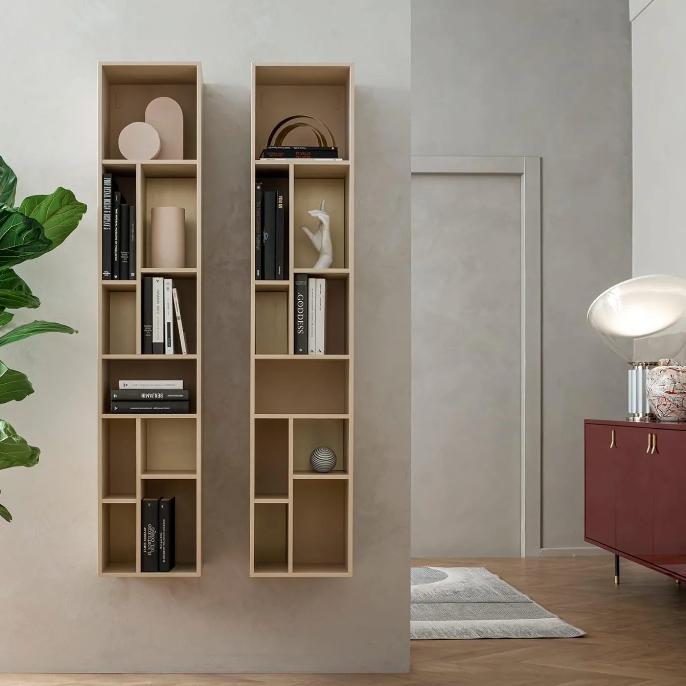 Pangea Large Powder-Pink & Brass Wall Unit