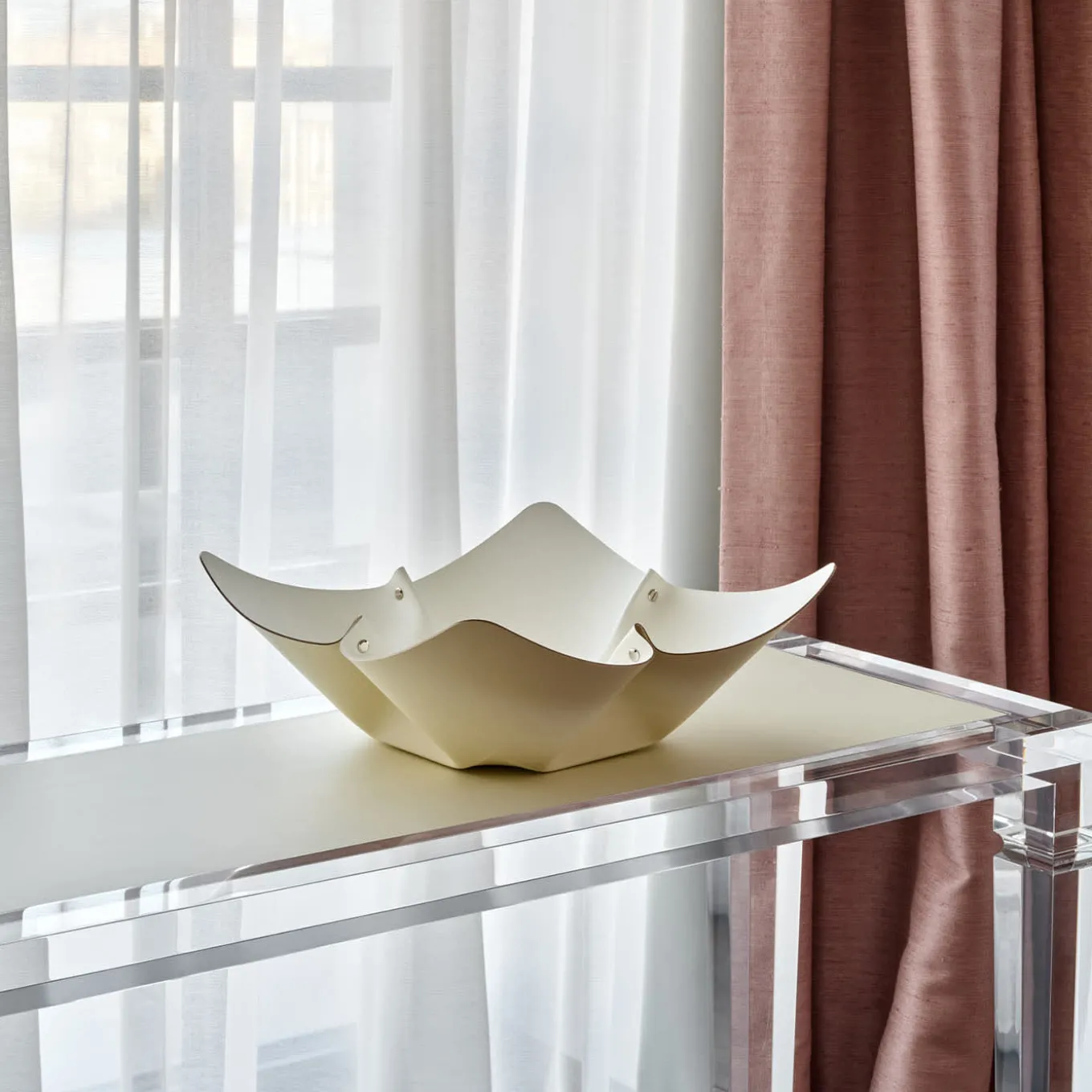 Panna Cotta and White Leather Fruit Bowl