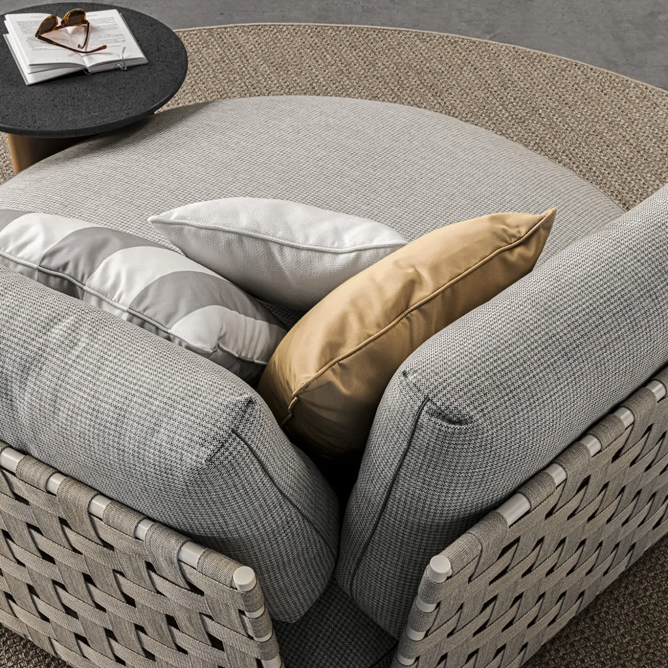 Pantelleria Grey Round Outdoor Chaise Longue