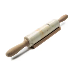 Paonazzo Marble Rolling Pin with Wooden Handle
