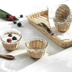 Papavero Square Wicker Tray with Horn Handles