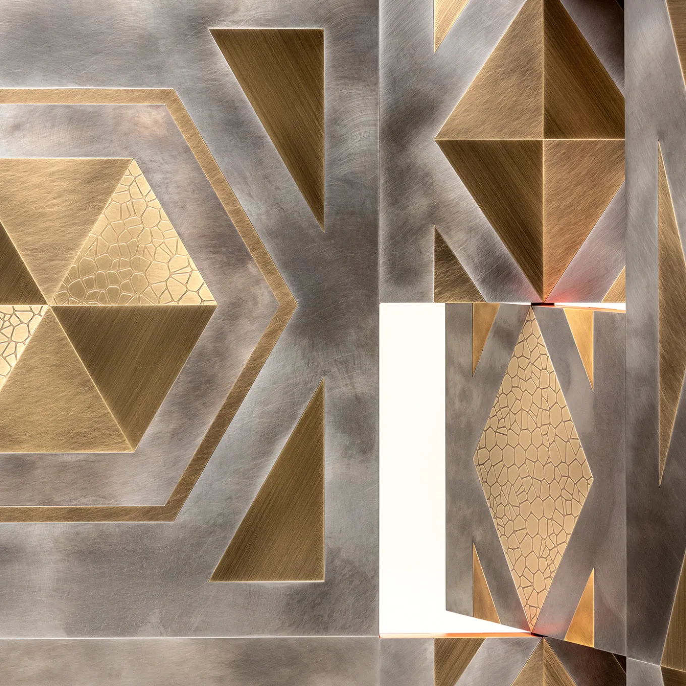 Para-vimento gold brass Room Divider by Giampiero Bodino