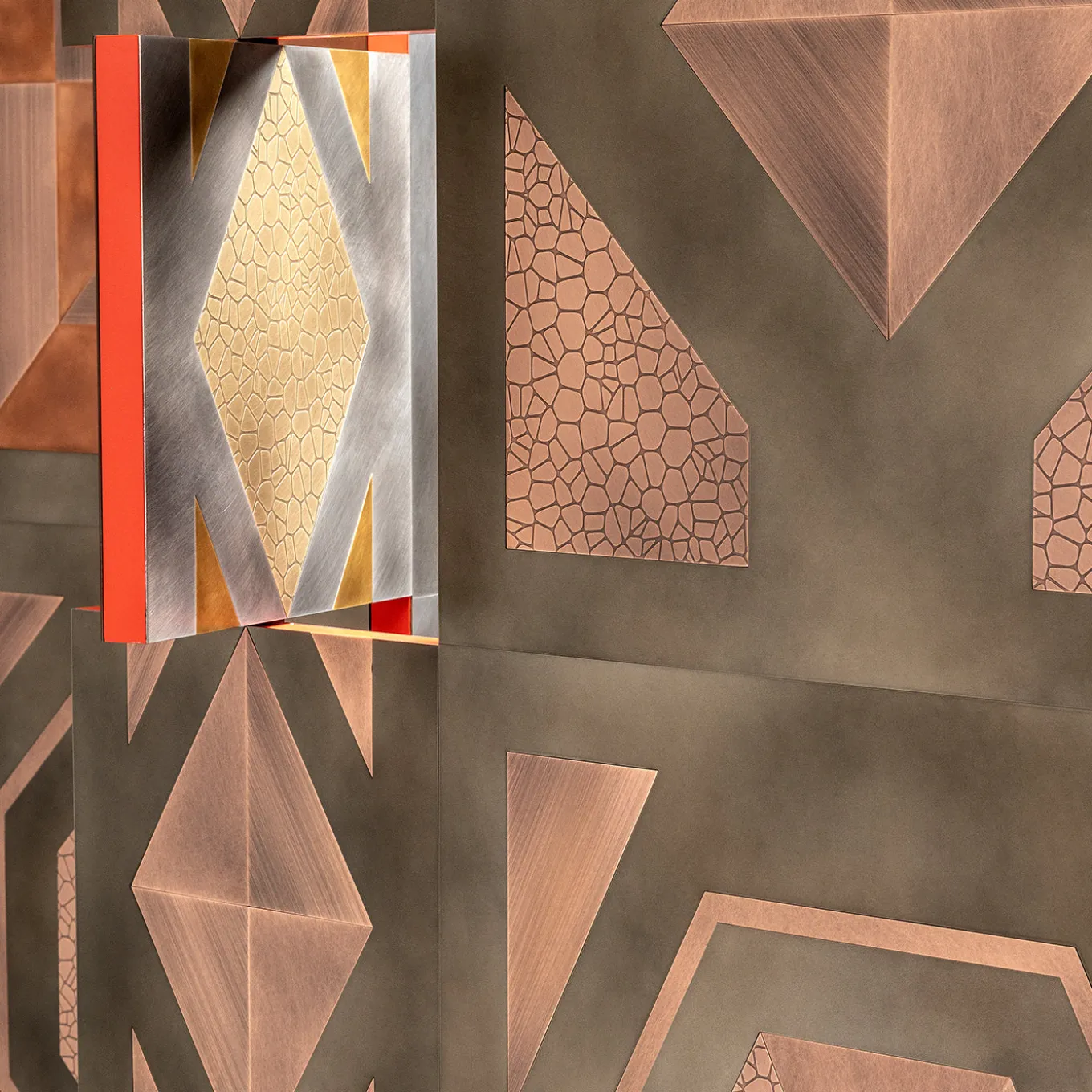 Para-vimento gold brass Room Divider by Giampiero Bodino