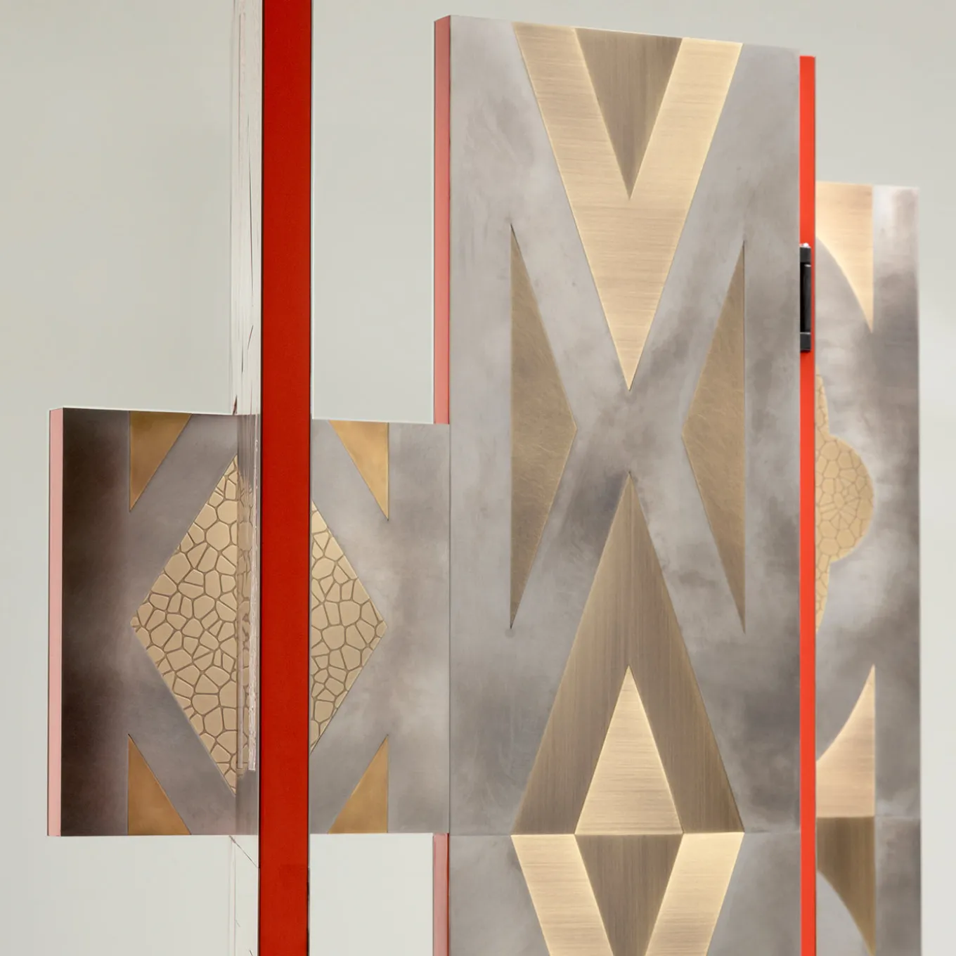 Para-vimento gold brass Room Divider by Giampiero Bodino