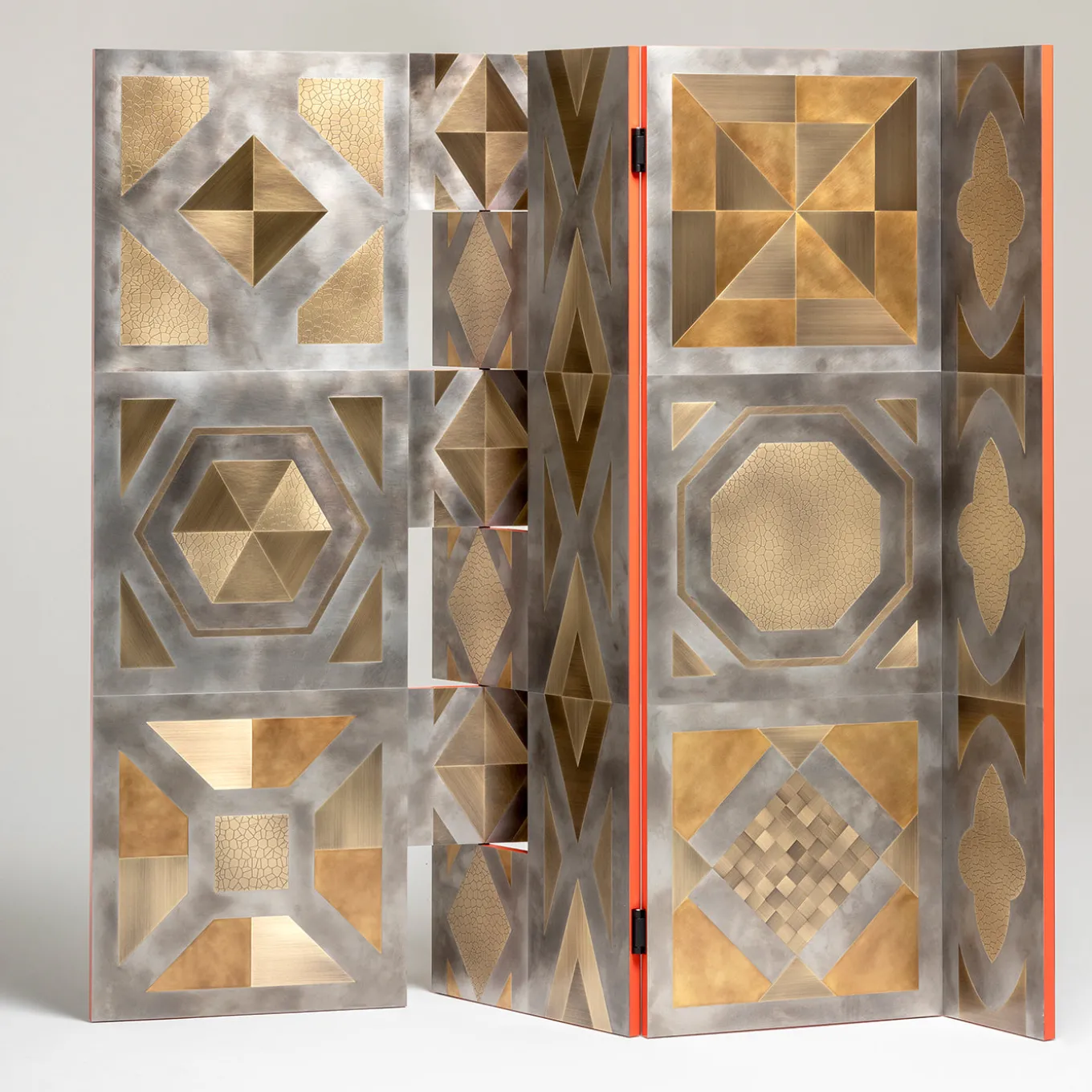 Para-vimento gold brass Room Divider by Giampiero Bodino