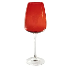 Parigi Set of 6 Etchhed Red & Transparent Stem Water Glasses