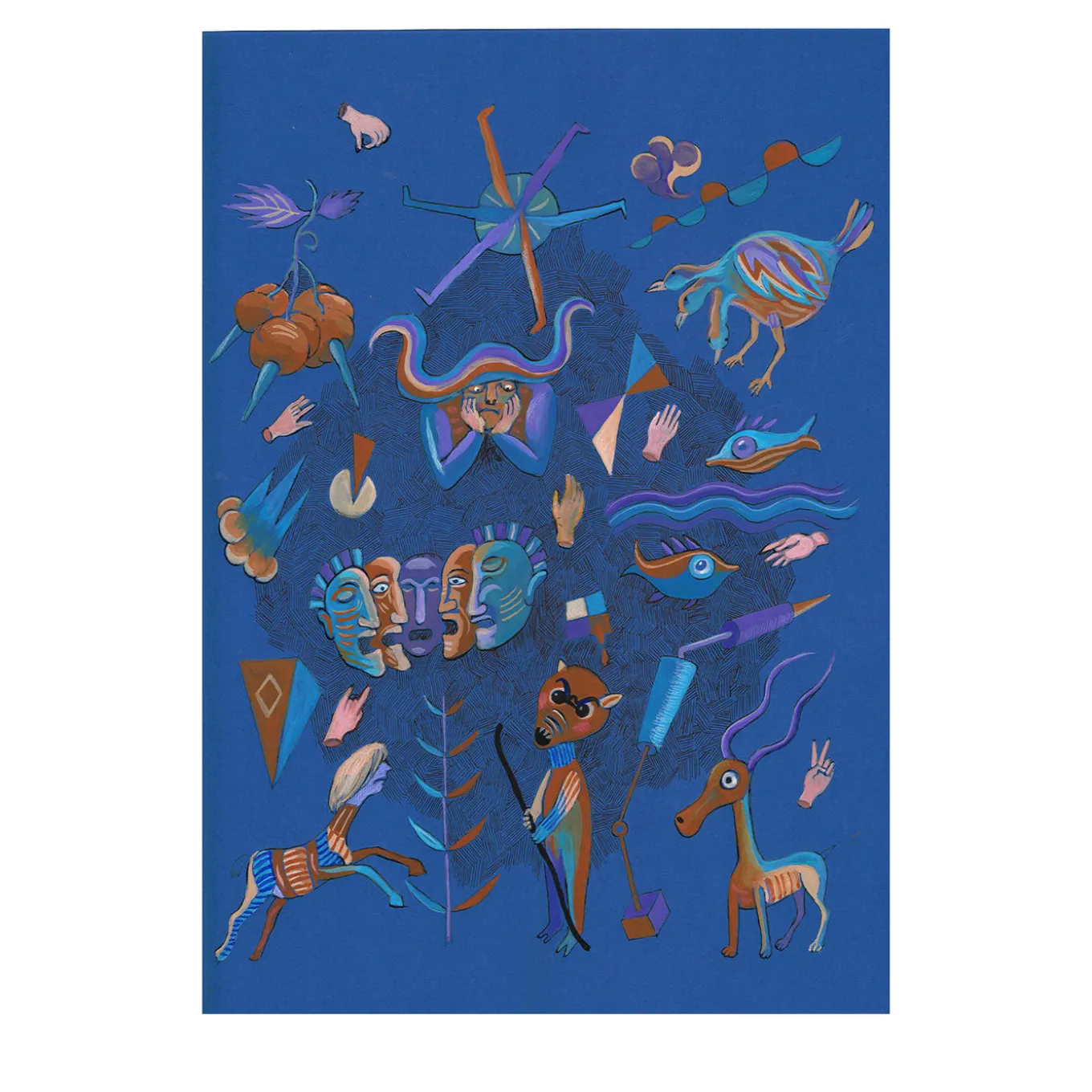 Partita di Caccia - Painting On Blue Paper