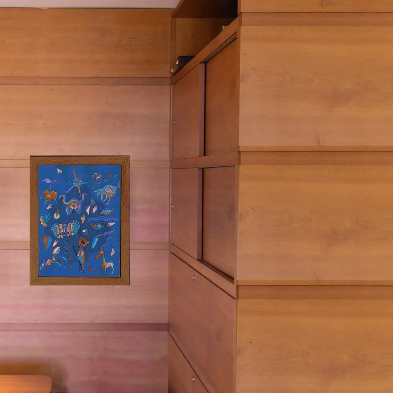 Partita di Caccia - Painting On Blue Paper