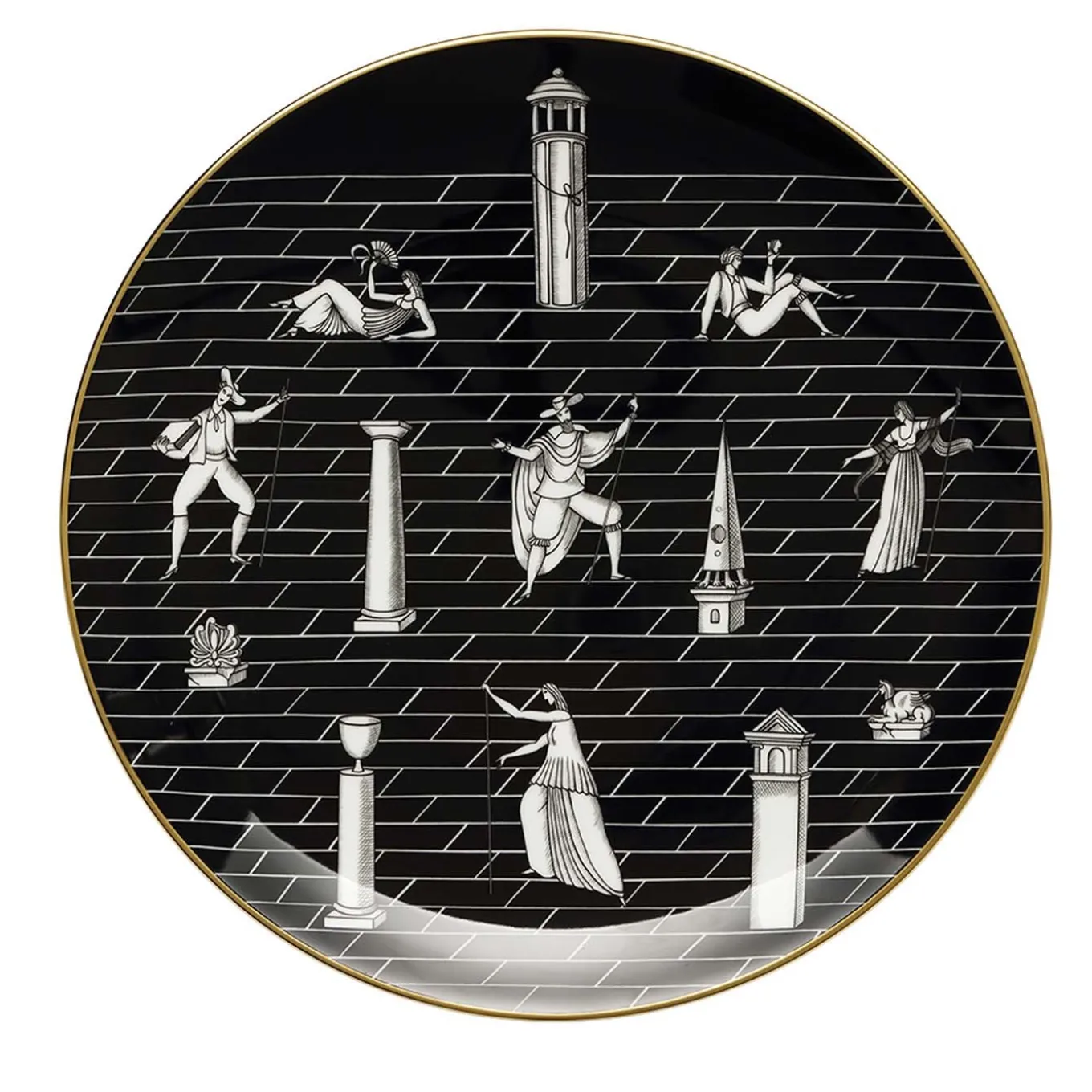 Passeggiata Archeologica Black Plate by Gio Ponti