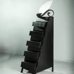 Passo D'Ombra Matte Laquered Black Wood Chest Of Drawers