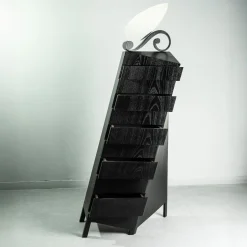 Passo D'Ombra Matte Laquered Black Wood Chest Of Drawers