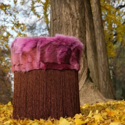 Patchwork Fuxia Pouf #1 by Lorenza Bozzoli