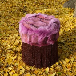 Patchwork Fuxia Pouf #1 by Lorenza Bozzoli