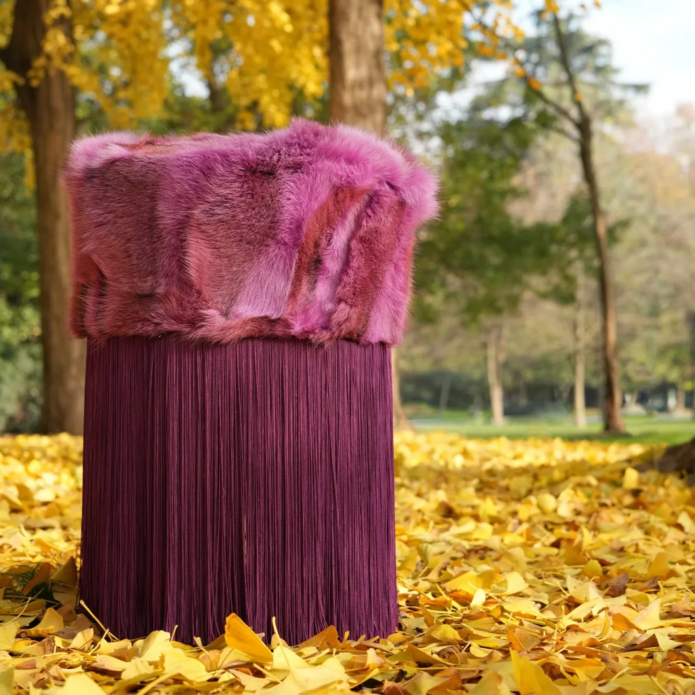 Patchwork Fuxia Pouf #2 by Lorenza Bozzoli