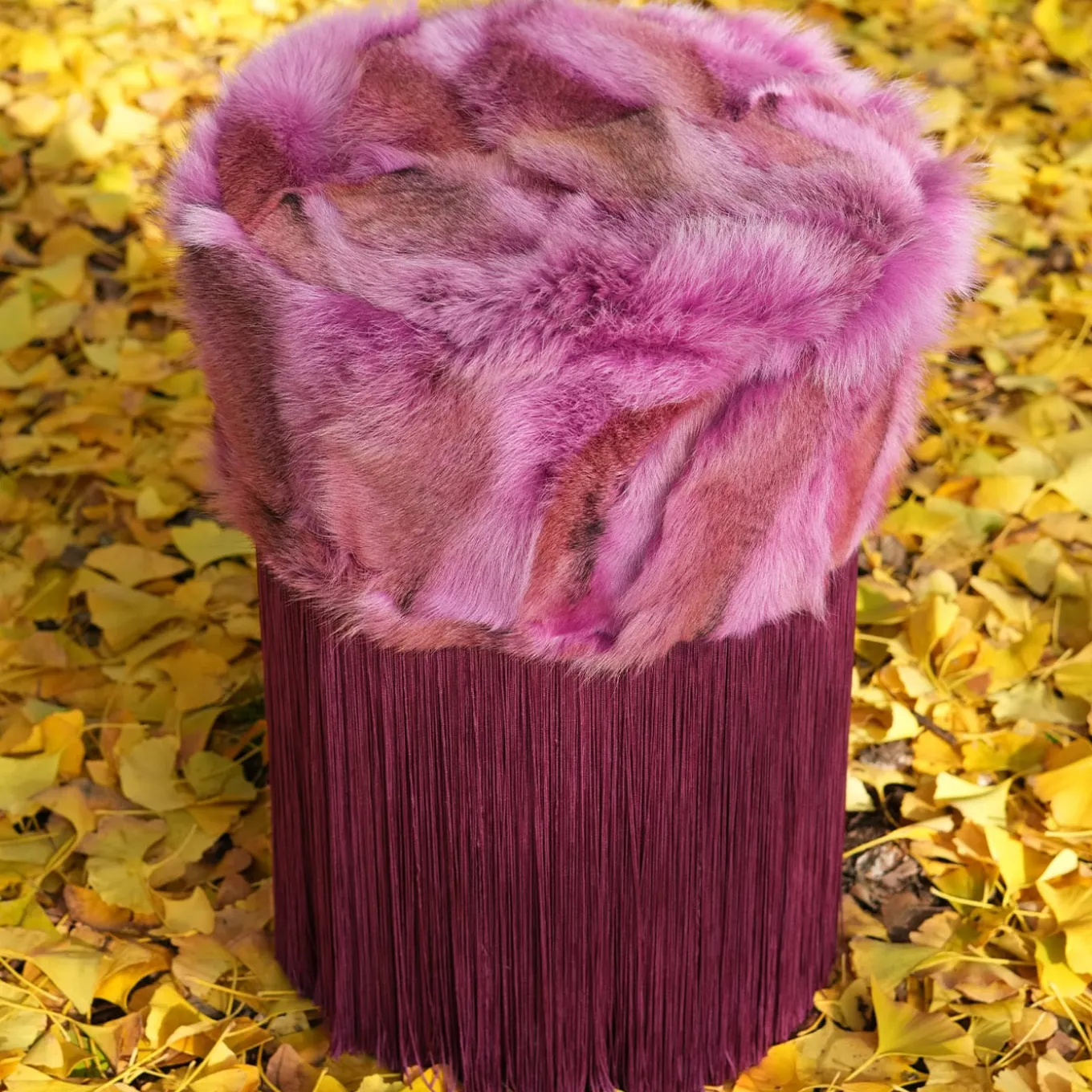 Patchwork Fuxia Pouf #2 by Lorenza Bozzoli