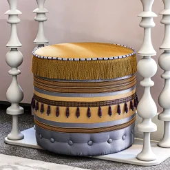 Patchwork Round Pouf