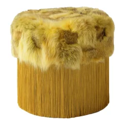 Patchwork Yellow Pouf by Lorenza Bozzoli