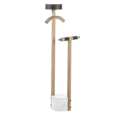 Patrick Oak Wood with White Marble Base Valet Stand