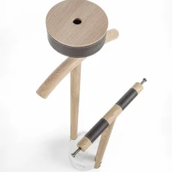 Patrick Oak Wood with White Marble Base Valet Stand