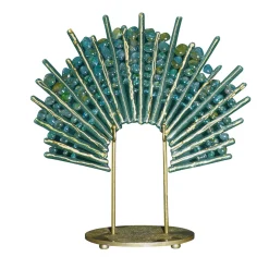 Pavone green glass and metal sculpture