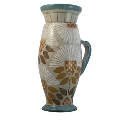 Peace&Love Beige Ceramic Vase with Lid with Floral Design