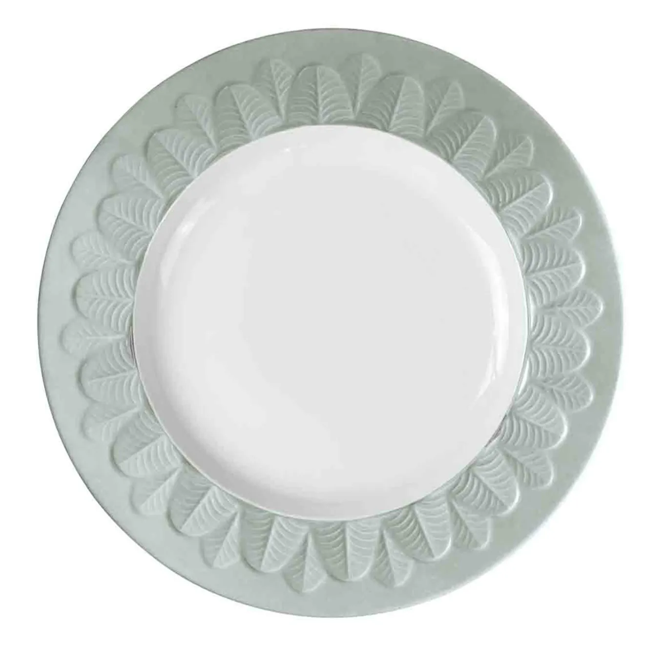 PEACOCK DESSERT PLATE - LIGHT BLUE