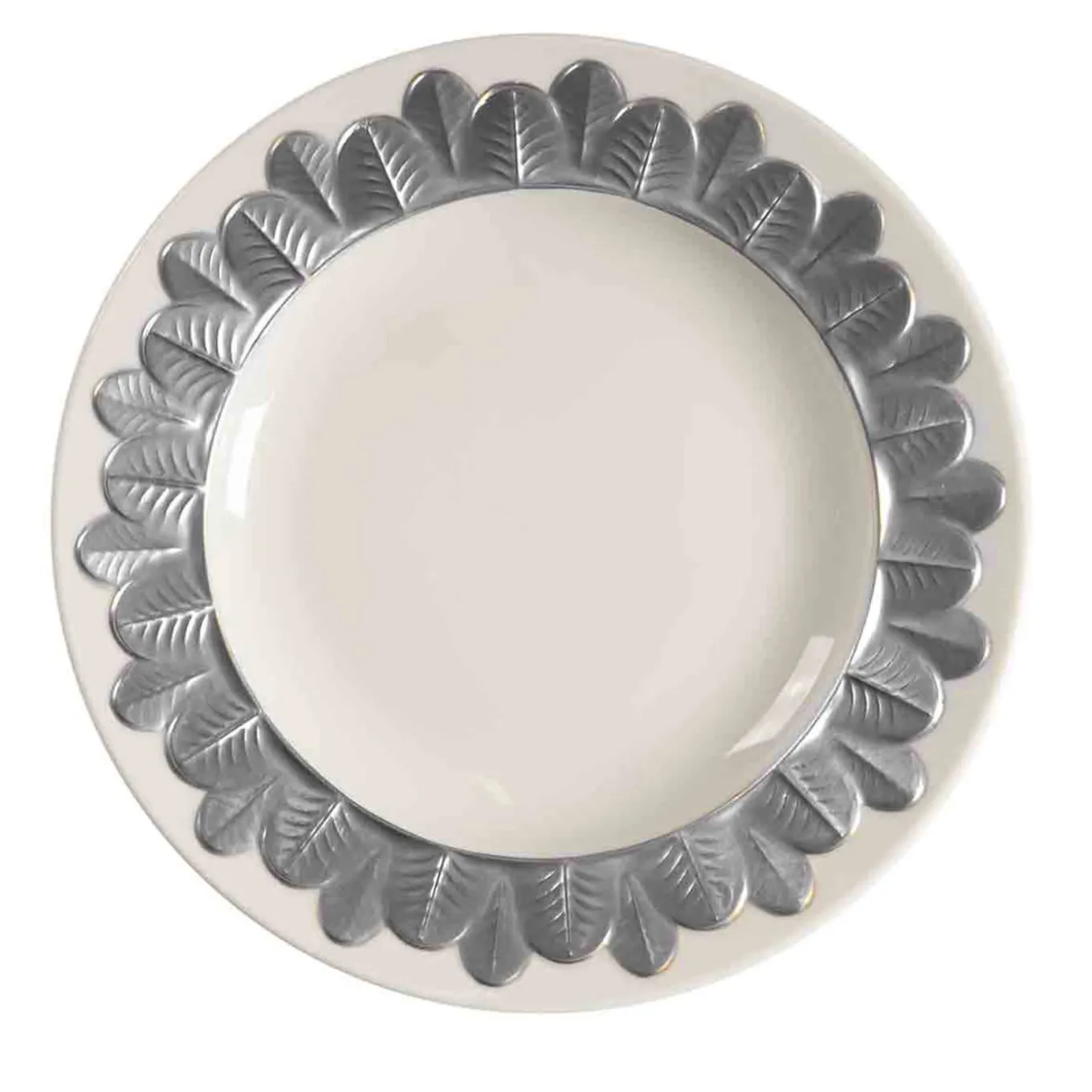 PEACOCK DESSERT PLATE - SILVER