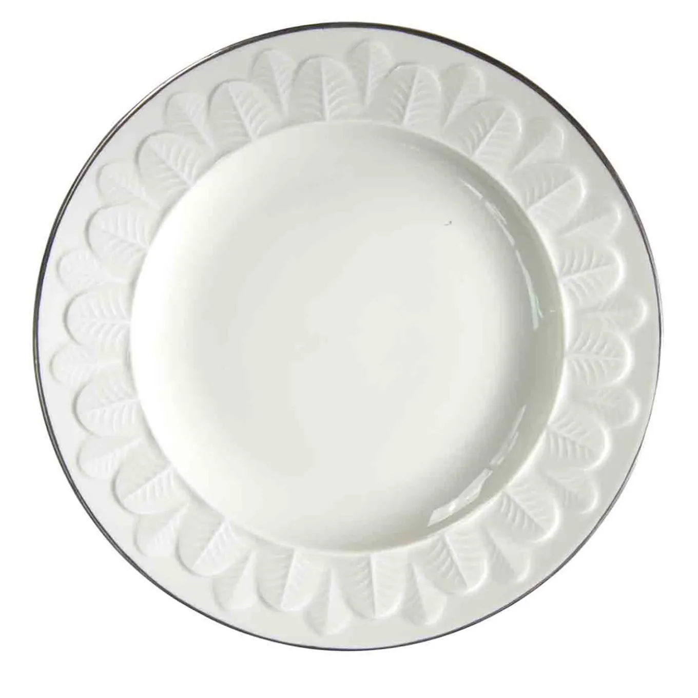 PEACOCK DESSERT PLATE - WHITE