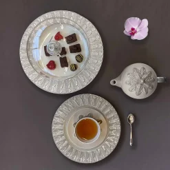 PEACOCK DINNER PLATE - WHITE #3