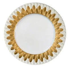 PEACOCK LAY PLATE - GOLD AND WHITE